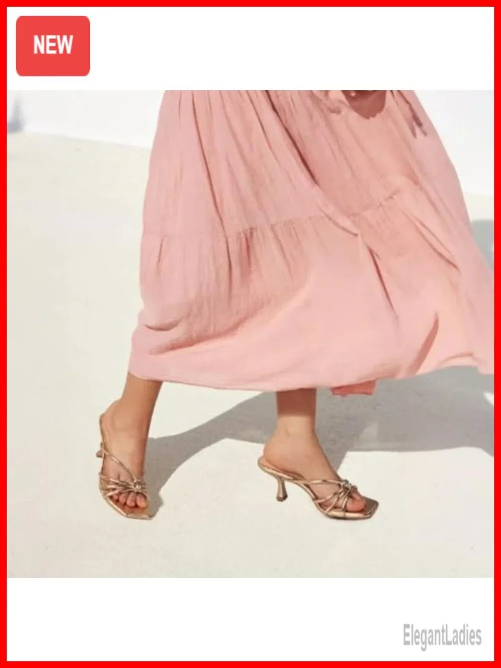 Strappy Square Open Toe Kitten Heels Sandals Knotted Design Slip On Mule